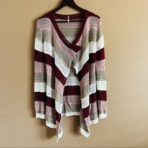 Poof! Color Block Open Knit Cardigan Sweater Size Small
